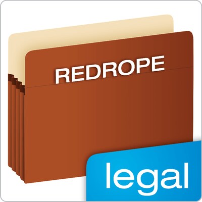 Pendaflex Reinforced File Pocket, 5 1/4" Expansion, Legal Size, Redrope, 50/Carton (ESSS36GCT)
