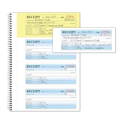 Cosco 2-Part Carbonless Receipts, 7.875" x 11", 50 Sets/Book (074050)