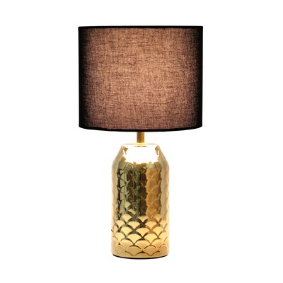 Simple Designs Whimsical Wave 13.4 LED Table Lamp, Gold Base/Black Shade (LT2123-GLD)