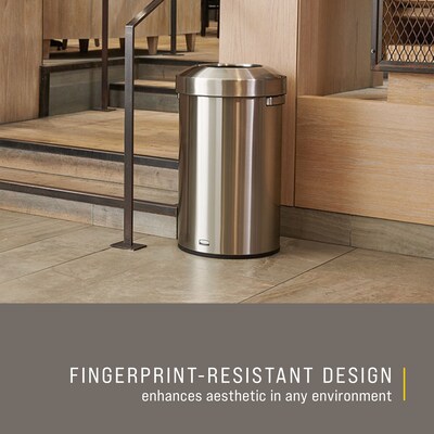 Rubbermaid Refine Stainless Steel Indoor Trash Can with Open Lid, 23 Gallon, Silver (2147584)