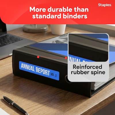 Staples 5" 3-Ring Better Binder, D-Ring, Black (44104)