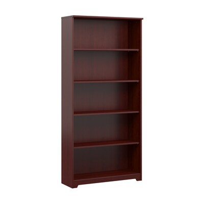 Bush Furniture Cabot 66H 5-Shelf Bookcase with Adjustable Shelves, Harvest Cherry Laminated Wood (WC31466)