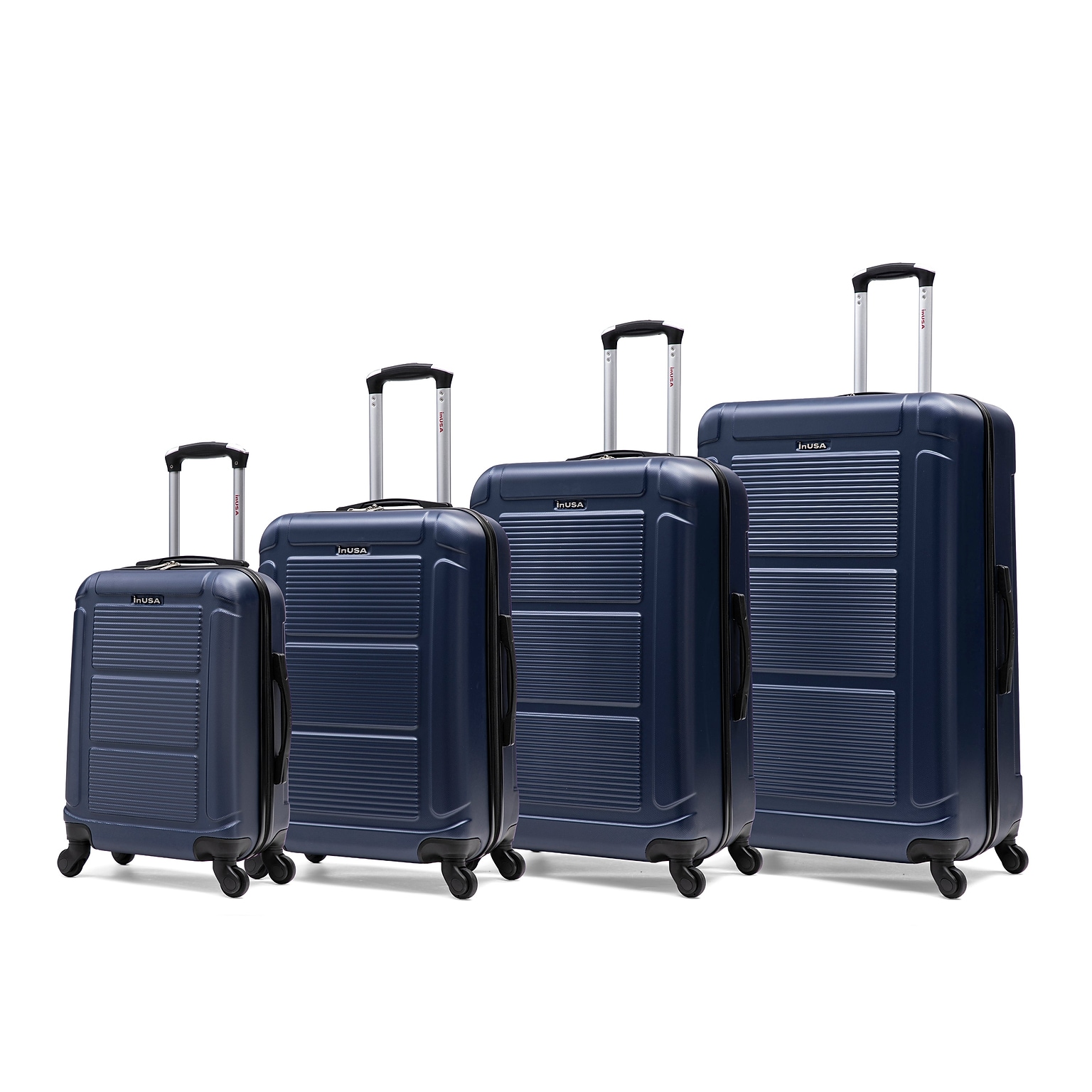 InUSA Pilot 4-Piece Hardside Spinner Luggage Set, TSA Checkpoint Friendly, Blue (IUPILSMLXL-BLU)