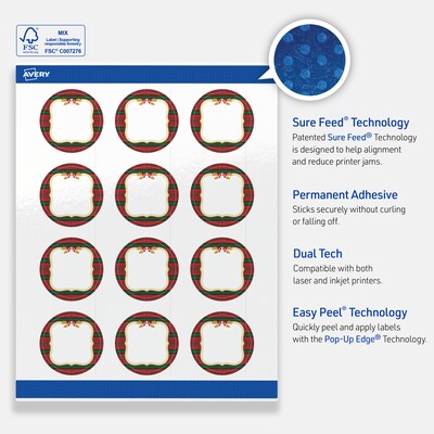 Avery Circle Multipurpose Labels, 2" Dia., White, 120/Pack (19479370513)