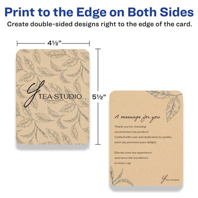 Avery Integrated Cards, 4.25" x 5.5", Matte Kraft Brown, 50/Pack (95276)