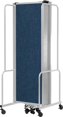 National Public Seating Robo Series 7-Panel Folding Mobile Room Divider, 72H x 164W, Blue Fabric (RDG6-7PT04)