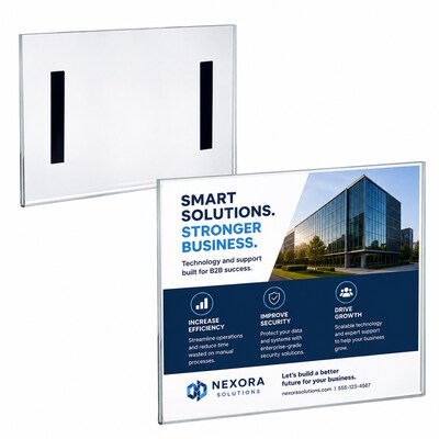 Azar Magnetic Sign Holder, 11 x 8.5, Horizontal, Wall Mounted, Clear, Acrylic, 10/Pack (129922)