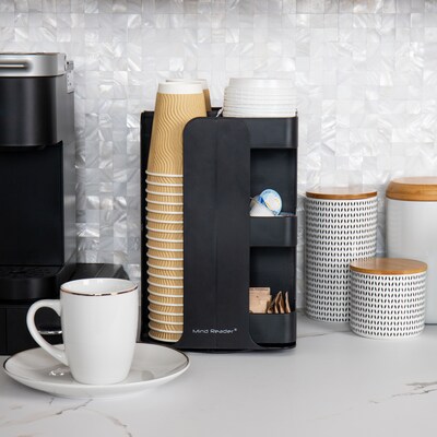 Mind Reader Plastic 8-Compartment Cup and Condiment Carousel Countertop Organizer, Black (CUPOSPIN-BLK)