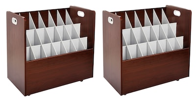 AdirOffice 21-Slot Mobile Roll File, 28.5H x 30W x 15.75D, Mahogany (625-MA-2PK)