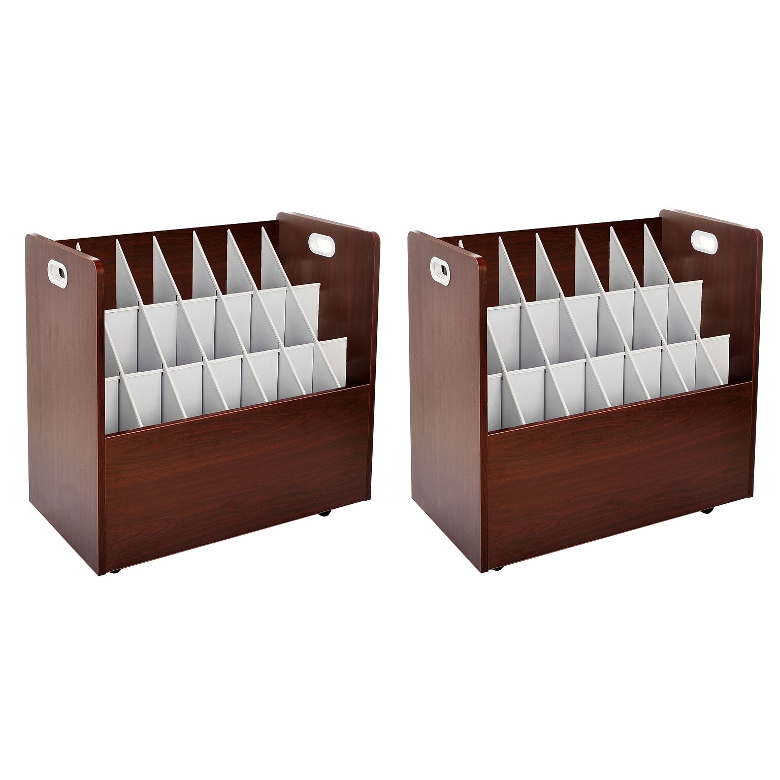 AdirOffice 21-Slot Mobile Roll File, 28.5H x 30W x 15.75D, Mahogany, 2/Pack (625-MA-2PK)