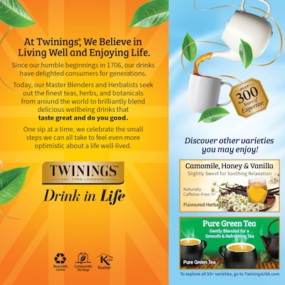 Twinings Pure Camomile Herbal Tea Bags, 25/Box (TNA85142)