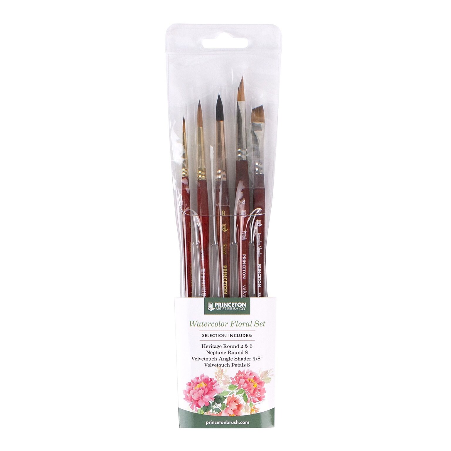 Princeton Watercolor Synthetic Floral Brush Set, Assorted, 5/Pack (PBXPFLORALSET1)