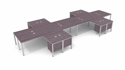 Boss Office Products Simple System 60W L-Shaped Desk with File Pedestal, Driftwood, 8/Set (SGSD028-101)