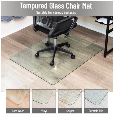 Mind Reader Carpet & Hard Floor Chair Mat, 36 x 46, Clear Tempered Glass (TGC4636-CLR)