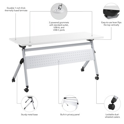 Bush Business Furniture Envision 60"W Foldable Training Room Table, White (NVS009WH)