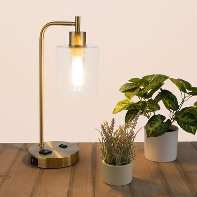 Lavish Home 16.14H LED Table Lamp with USB Ports, Gold, 2/Set (72-LMPDKIND-1G-2)