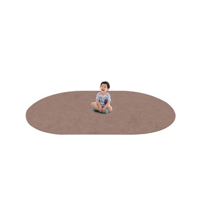 Joy Carpets Endurance Polyester 6' x 9' Oval Machine Tufted Rug, Taupe (80QQ-09)
