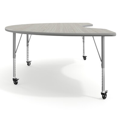 Flash Furniture Wren Kidney Activity Table, 96" x 48", Height Adjustable, Light Gray Top/Silver Frame (XUA4896KDLGTPC)