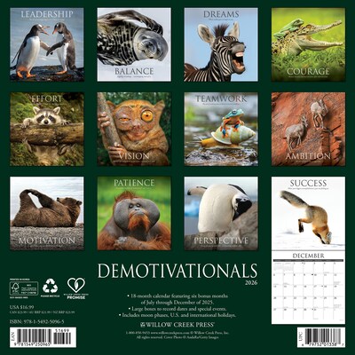 2026 Willow Creek Demotivationals 12 x 12 Monthly Wall Calendar (50965)