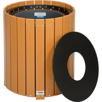 Global Industrial Recycled Plastic Round Trash Can w/ Liner, 32 Gallon, Cedar (641323CD)