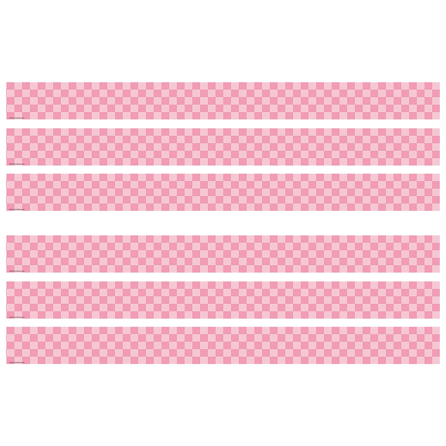 Teacher Created Resources Straight Border Trim, 3 x 2.92, Cool for School Pink Checkers, 12/Pack, 6 Packs/Bundle (TCR9332-6)