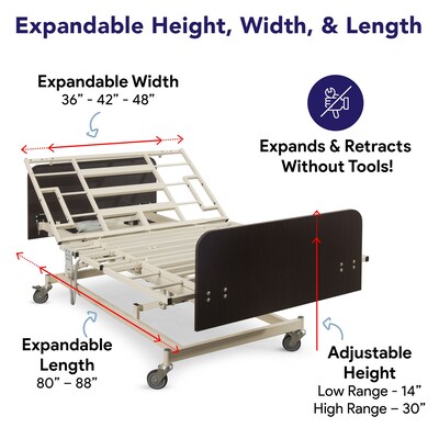 Medacure Ultra Wide Electrical Bariatric Hospital Bed w/ 36 Foam Mattress, 8 Function Hand Pendant,