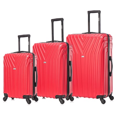 InUSA Vasty 3-Piece Hardside Spinner Luggage Set, TSA Checkpoint Friendly, Red (IUVASSML-RED)