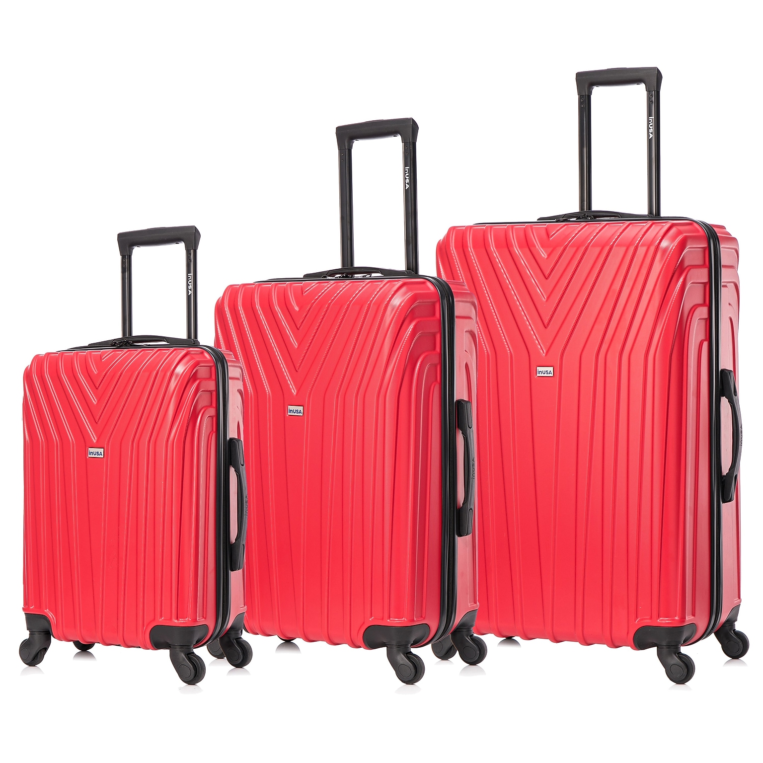 InUSA Vasty 3-Piece Hardside Spinner Luggage Set, TSA Checkpoint Friendly, Red (IUVASSML-RED)
