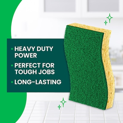 Scotch-Brite Heavy Duty Sponge with Scrubber, Green/Yellow, 6/Pack (426)