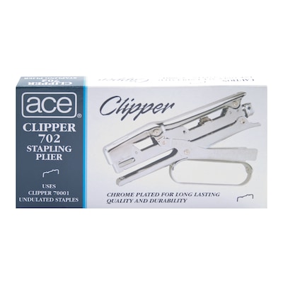 Ace Clipper 702 Stapling Pliers, 20-Sheet Capacity, Staples Included, Chrome (07020)