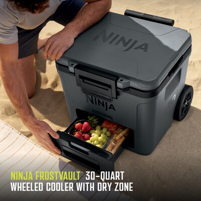 Ninja FrostVault 30-Qt. Wheeled Cooler with Cold Dry Zone, Charcoal Gray (FB230CG)