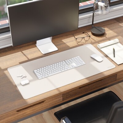 Smead Medium Vegan Leather Anti-Slip Desk Pad, 31.5" x 15.7", Sandstone (SMD64831)