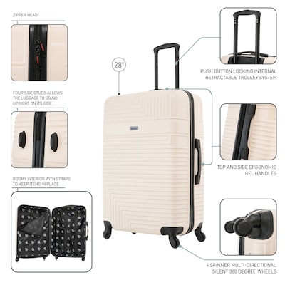 InUSA Resilience 29.52" Hardside Suitcase, 4-Wheeled Spinner, TSA Checkpoint Friendly, Sand (IURES00L-SAN)