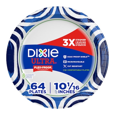 Dixie Ultra 10 Paper Plates, White, 64 Plates/Pack, 3/Packs (16525)
