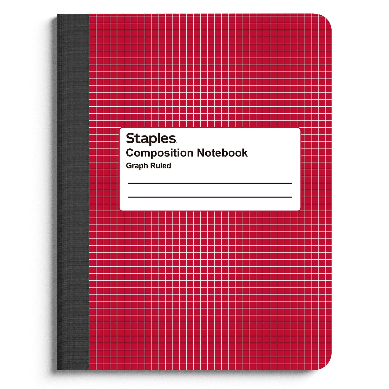 Staples Composition Notebook, 7.5 x 9.75, Graph Ruled, 80 Sheets, Red/White (ST55069)