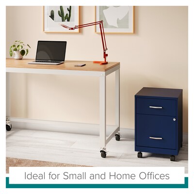 Space Solutions 18" 2-Drawer Mobile Verticle File Cabinet with Accessory Drawer, Letter Width, Navy (25936)
