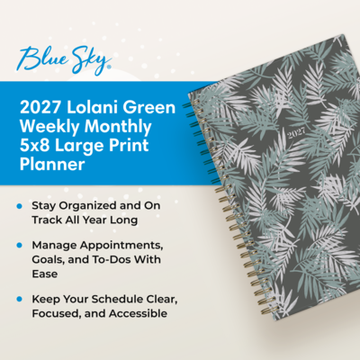 2027 Blue Sky 5" x 8" Weekly & Monthly Planner, Green (164029)