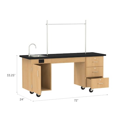 Diversified Woodcrafts Oak Wood ADA Compatible Mobile Lab Station (4352K)