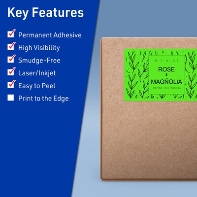 Avery Rectangle Multipurpose Labels, 5 x 6, Neon Green, 160/Box (94257)