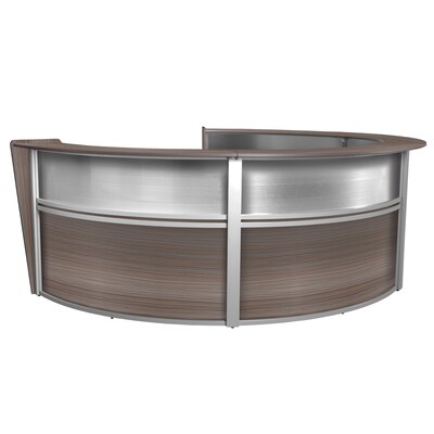 Regency Marque 142"W Curved Reception Desk Workstation, Driftwood Gray (77314GY)