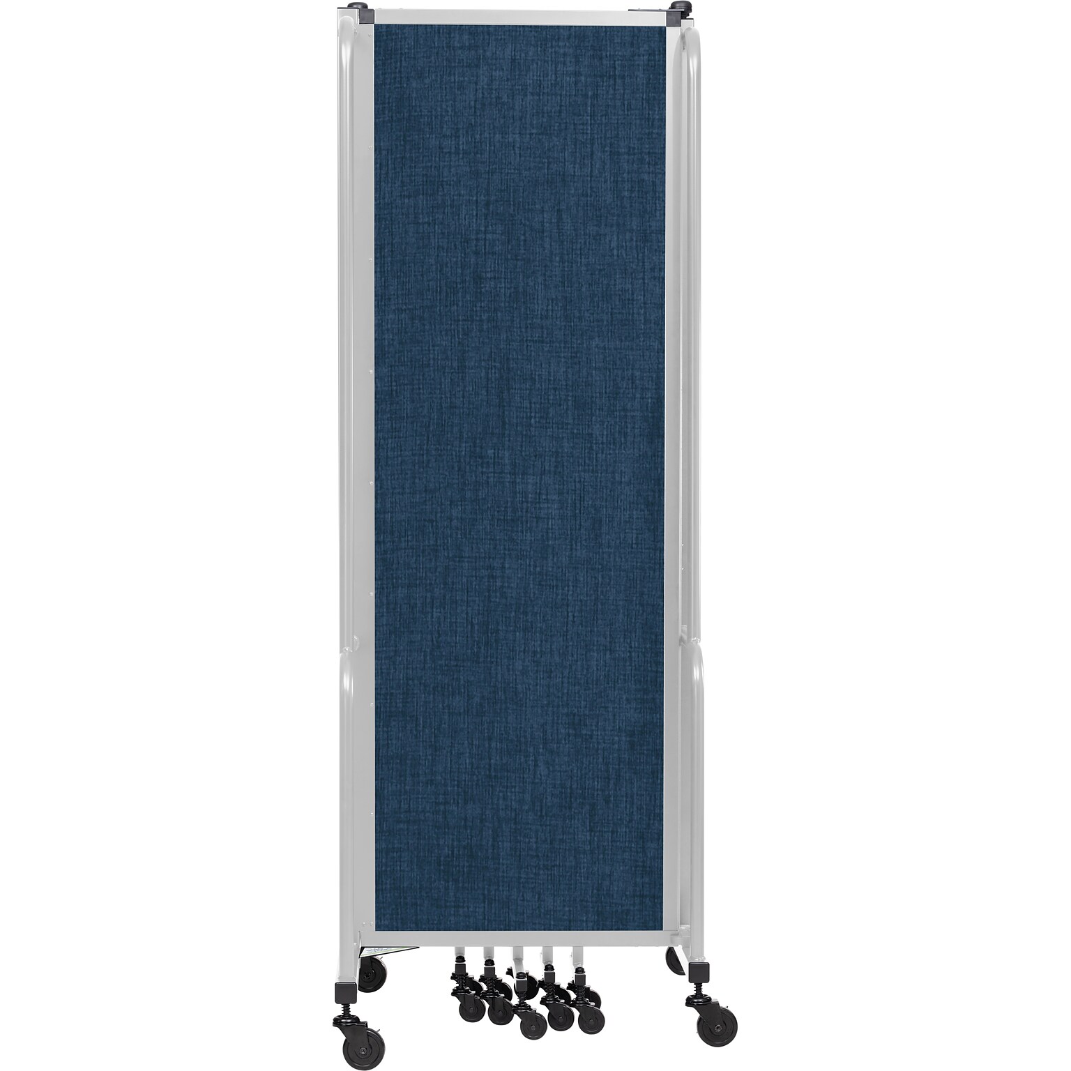National Public Seating Robo Series 7-Panel Folding Mobile Room Divider, 72H x 164W, Blue Fabric (RDG6-7PT04)