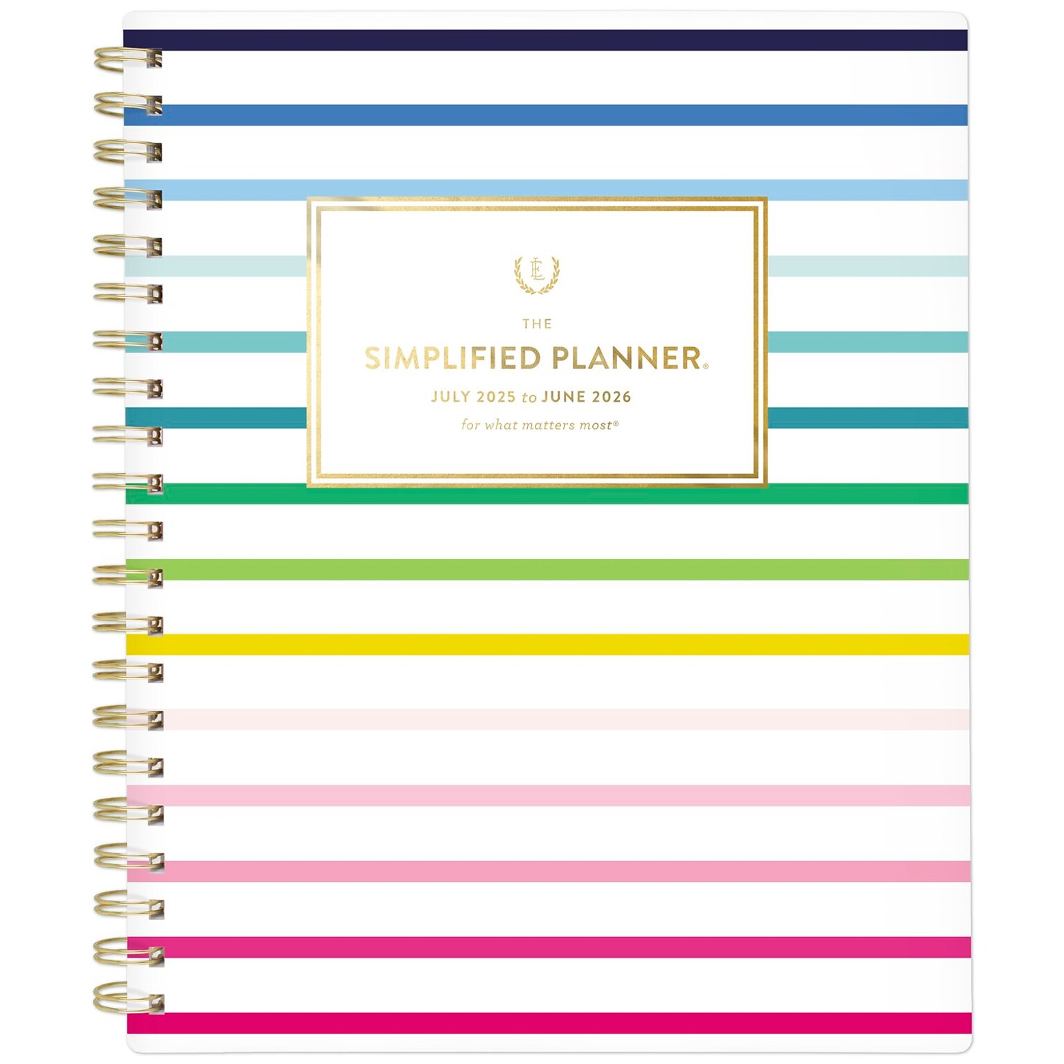 2025-2026 AT-A-GLANCE Simplified by Emily Ley Happy Stripe 8.5 x 11 Academic Year Weekly & Monthly Planner, Plastic Cover