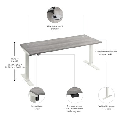 Bush Business Furniture Move 40 Series 72"W Electric Adjustable Standing Desk, Platinum Gray (M4S7230PGWK)
