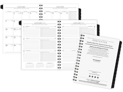AT-A-GLANCE Executive 8.75" x 6.5" Weekly & Monthly Appointment Book Refill, White/Black (70-908-10-24)