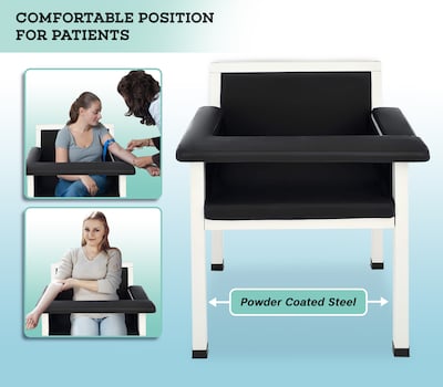 Viva Comfort Blood Drawing Chair, 1 Fixed Arm, 1 Flip Up Arm, Black (ADI997-02-BLK-MK)