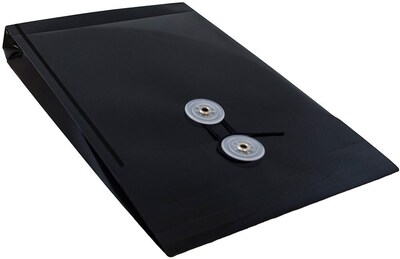 JAM Paper Premium Plastic Filing Envelope with Button & String Closure, 6 1/4" x 9 1/4", Black, 3/Pack (472B1BLX3)
