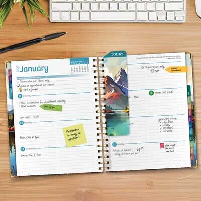 2027 Excello Brands 9 x 11 Weekly & Monthly Standard Planner, Paperboard Cover, Lake View (FSHN-CY27-8511-82)