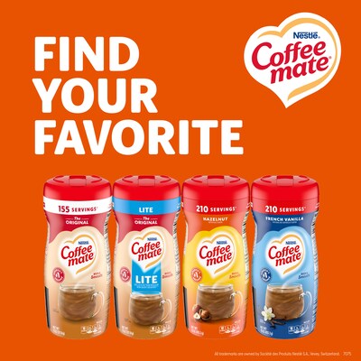 Coffee-mate Coffee Creamer, Hazelnut, 15 oz Powder Creamer, 12/Carton