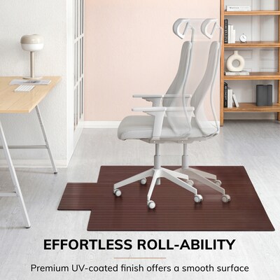 Anji Mountain Standard Bamboo Carpet & Hard Floor Chair Mat with Lip, 55" x 57", Dark Cherry (AMB24009)