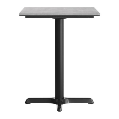 Flash Furniture Acadia Wooden Dining Table with X-Base, 23.75"D x 29.75"W, Gray Faux Concrete/Black Base (ST2430CGT2222)